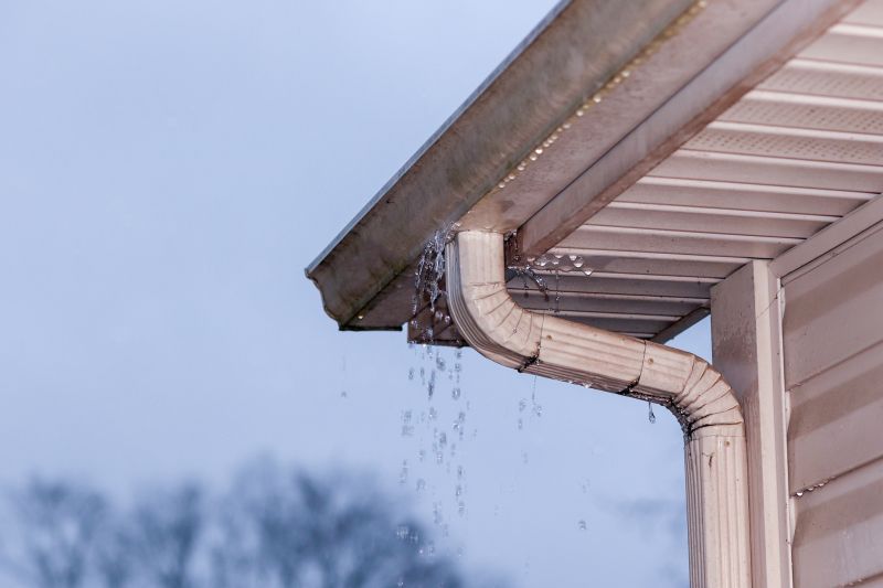 Rainwater Flowing Through Gutters
